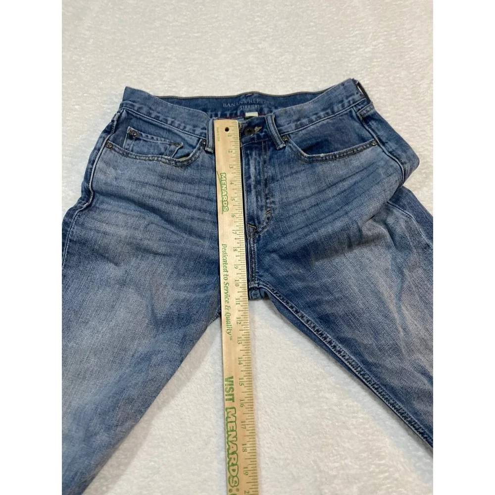 Banana Republic Straight Fit Indigo Blue Jeans Mens 30x32 Whisker Distressed